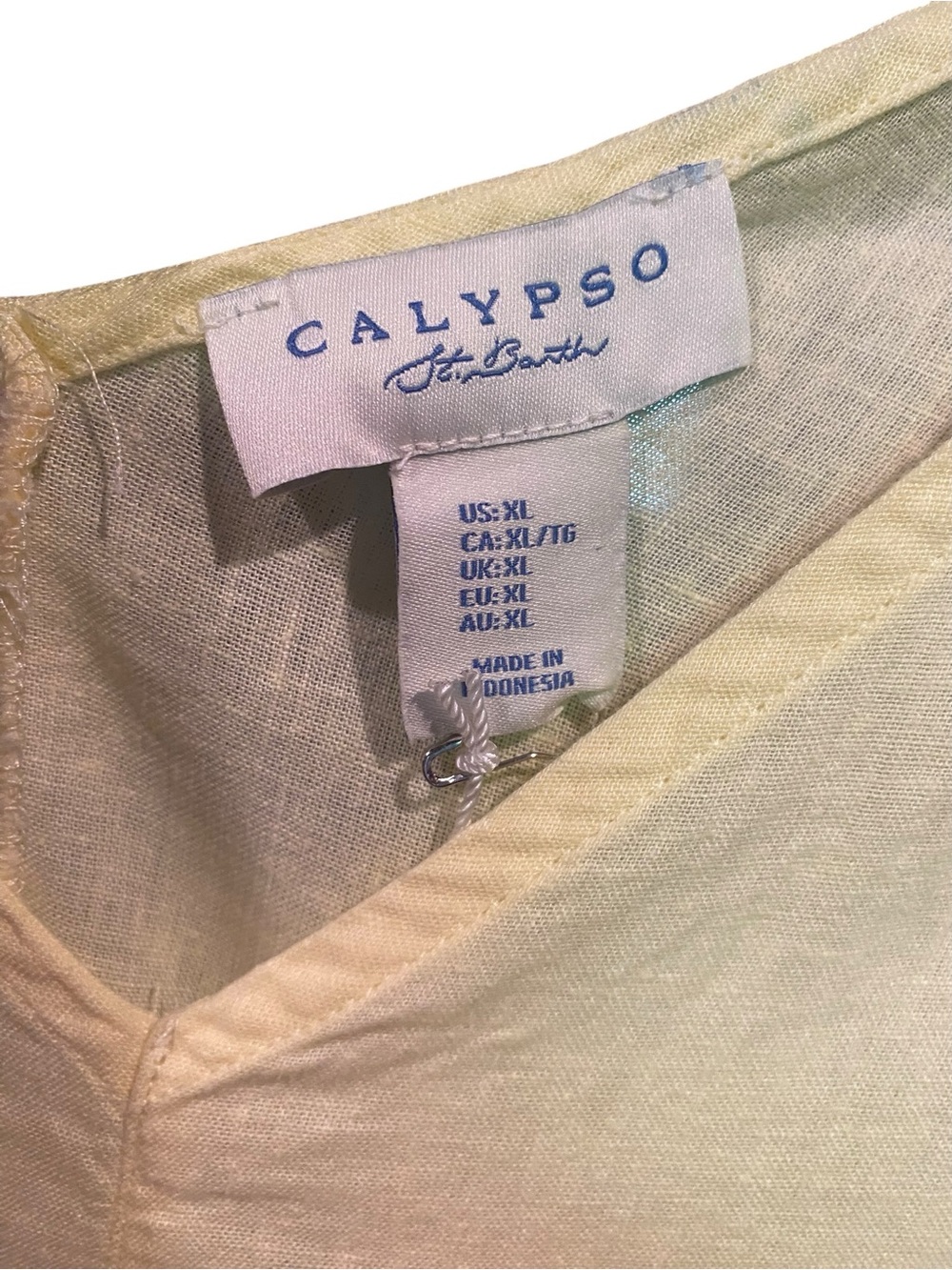 Calypso St Barth Jumpsuit Womens Size XL Yellow Wide Leg V-Neck Sleeveless - Picture 7 of 10